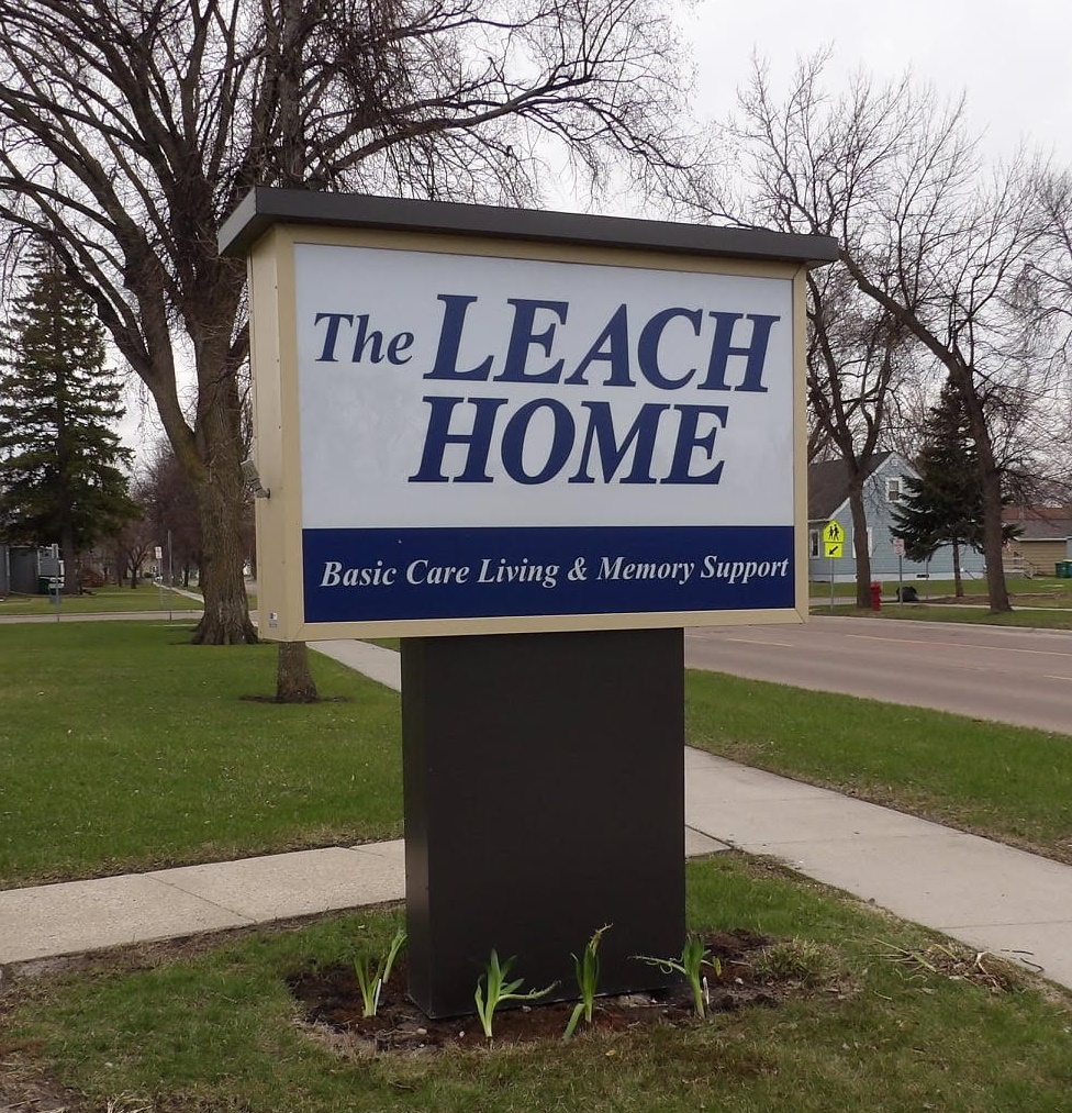 The Leach Home sign in Wahpeton, North Dakota