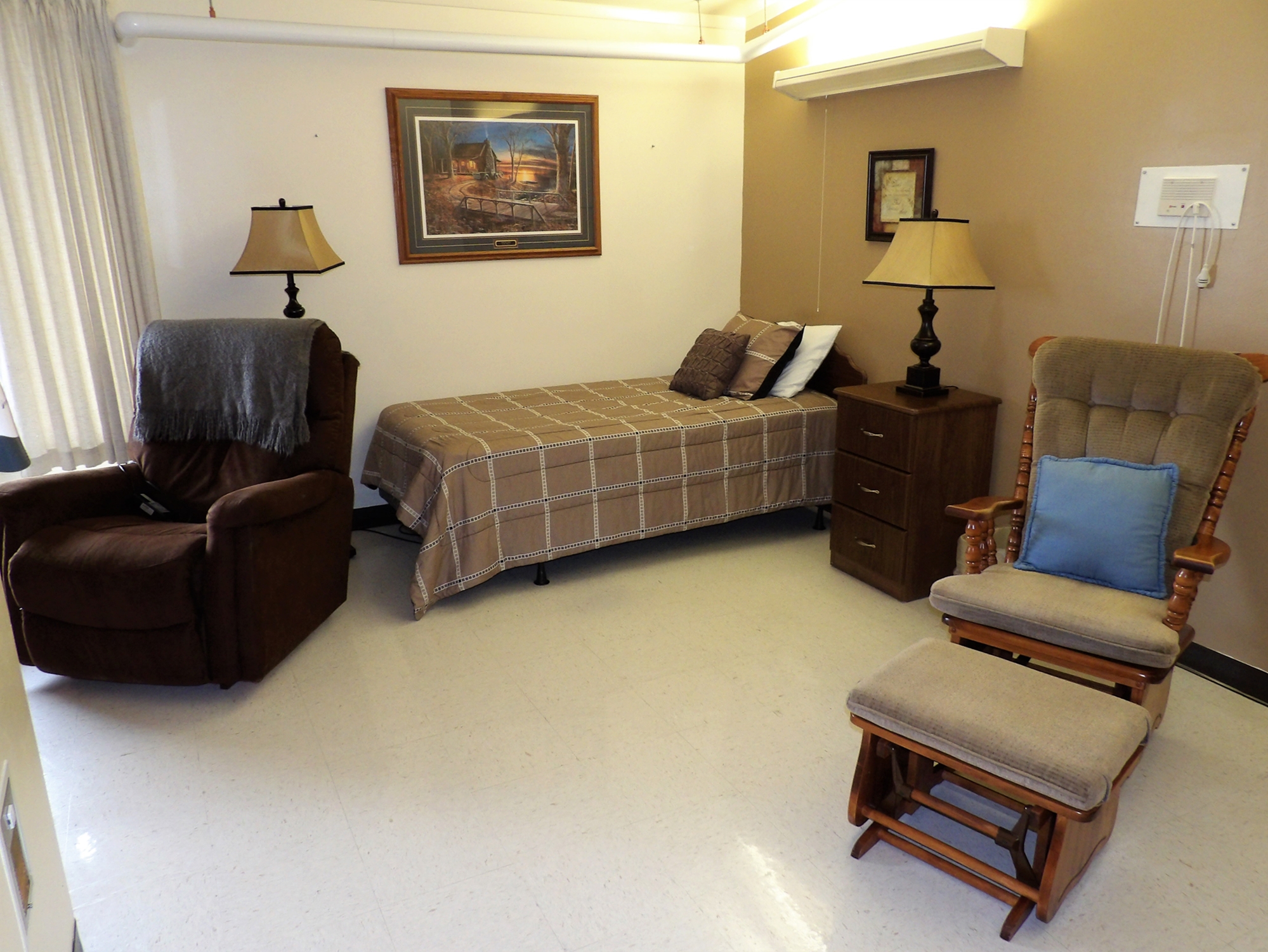 A resident room at The Leach Home